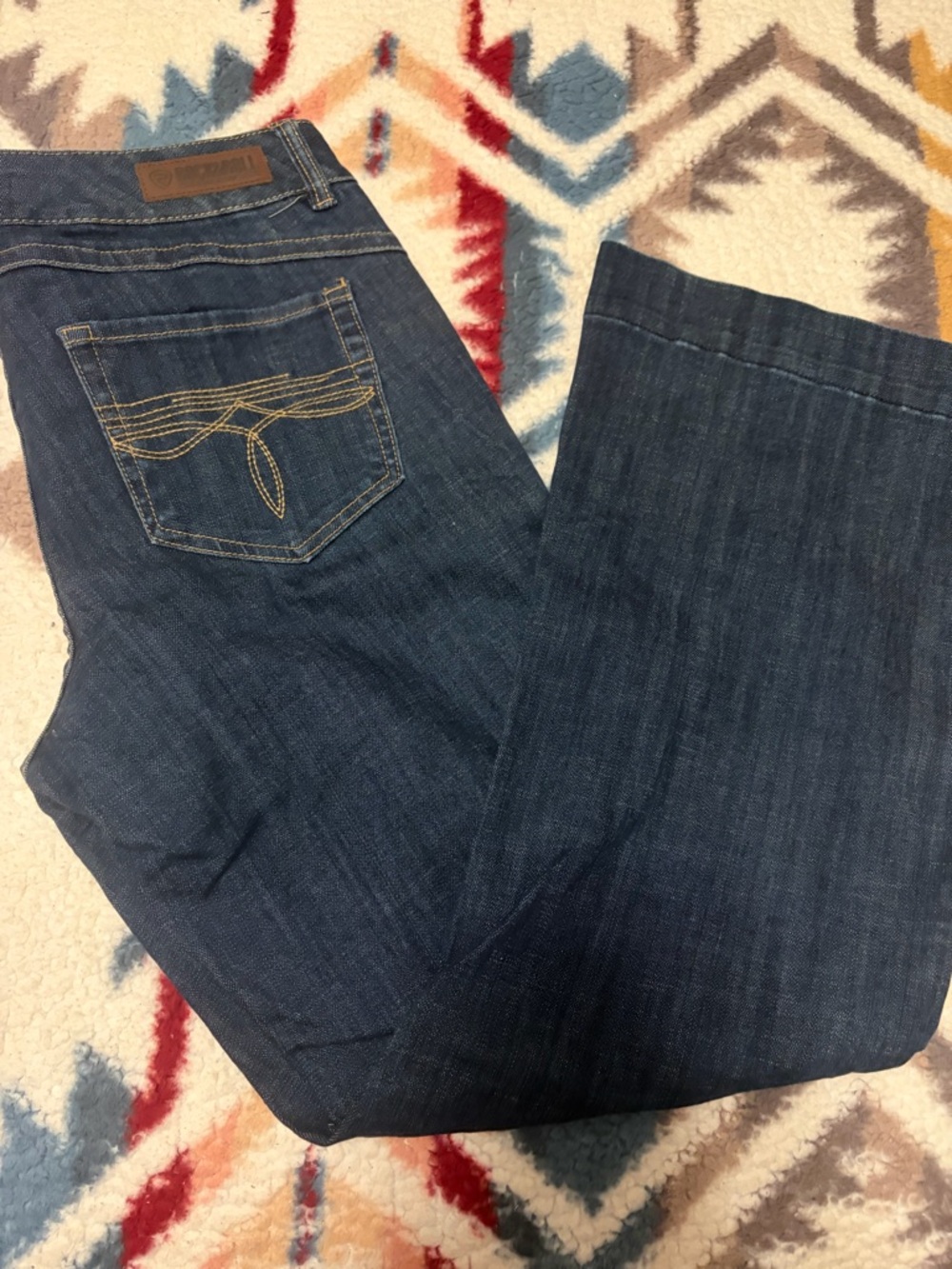 Women's Dark Indigo Boot Cut Jeans with Contrast Pocket Stitching - Picture 3 of 4